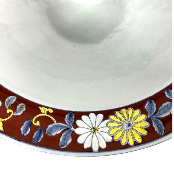 Imari Stunning Floral Vibrant Gold Gilt 14 5/8" Punch Bowl Centerpiece-Excellent - Picture 7 of 10